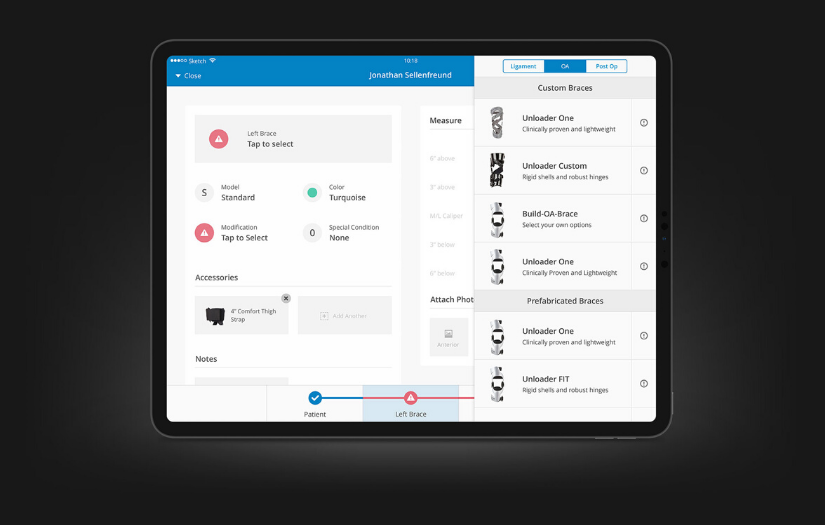 Facilitating the ordering of custom prostheses and orthotics screenshot 1